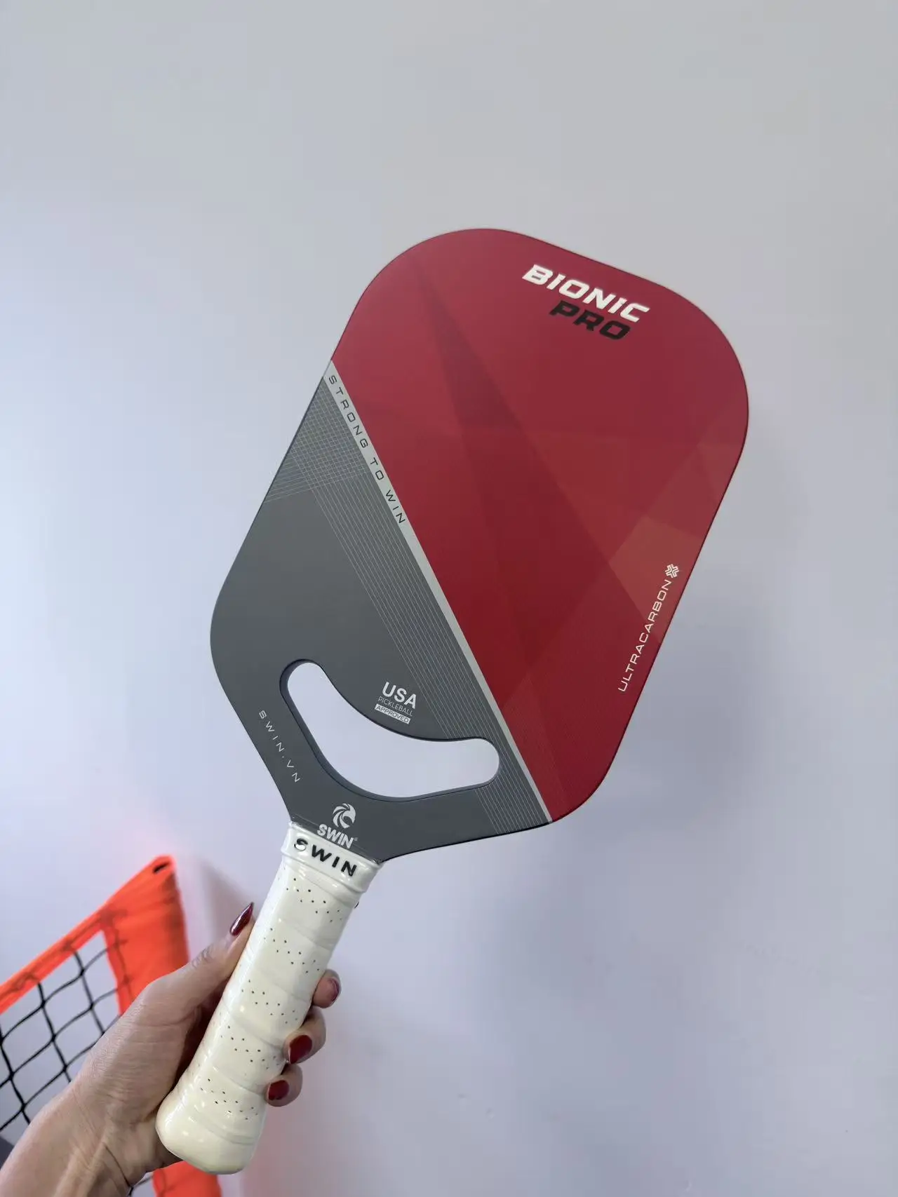 T700 Carbon Fiber Pickleball Paddle Red‑Grey Spliced Panel Hole Handle Design USAPA Approved Professional Pickleball Racquet EVA