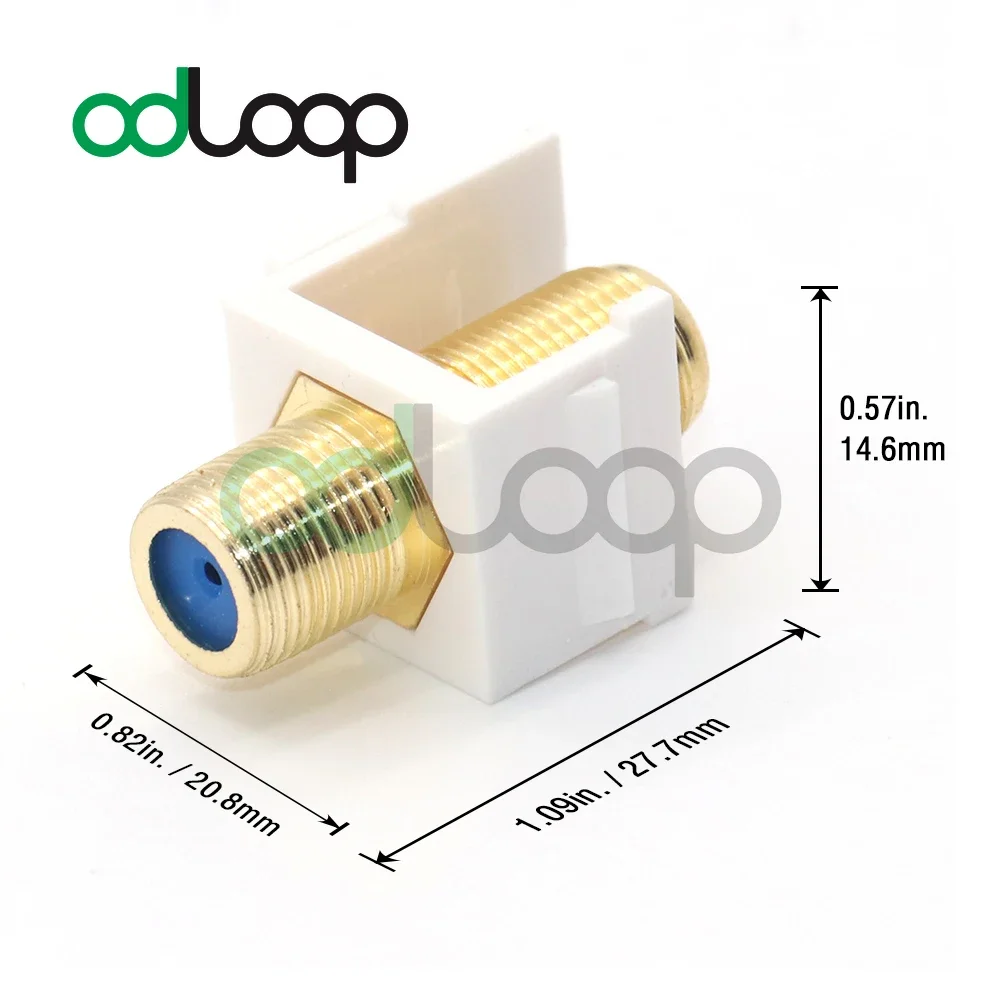 ODLOOP 5-Pack 3 GHz Gold-Plated RG6 Coaxial Keystone Jack Insert In White