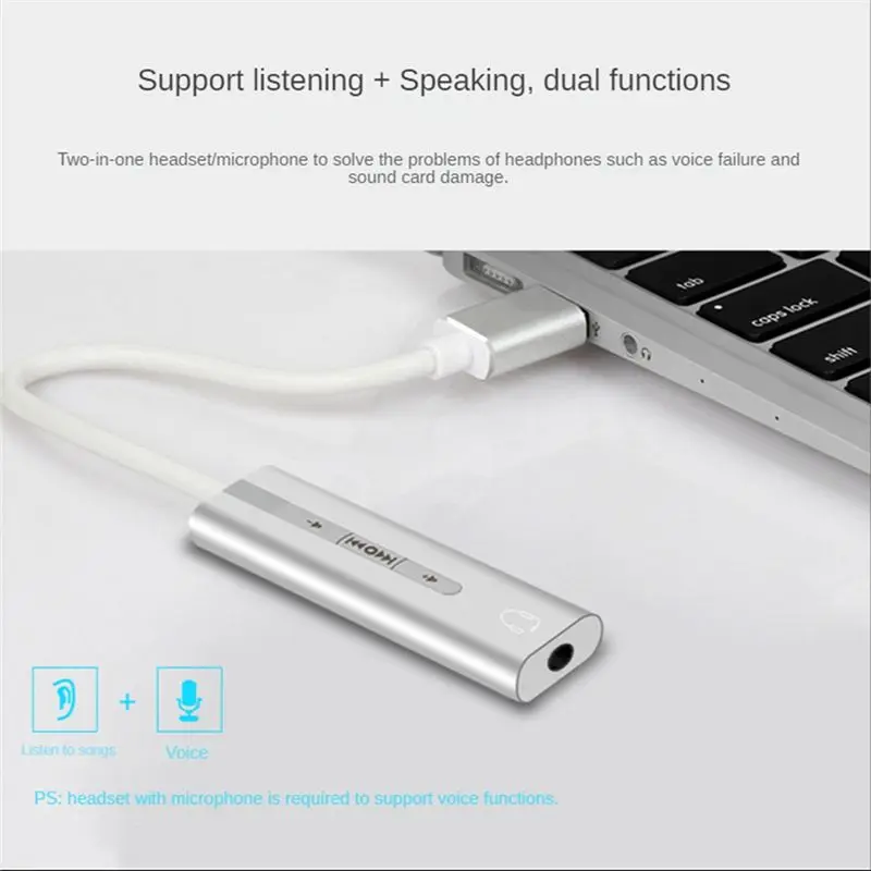 A46U USB External Sound Card USB3.0 To 3.5Mm Jack Audio Microphone Headphone Adapter for PC Laptop Sound Card Black
