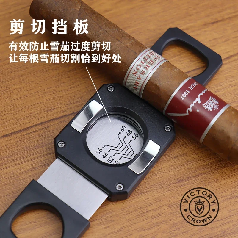 Cigar Scissors Versatile Flip Cuba Cutter Sharp Blade Measures Cigar Ring Diameter Portable Travel Cigars Guillotine Men Gifts