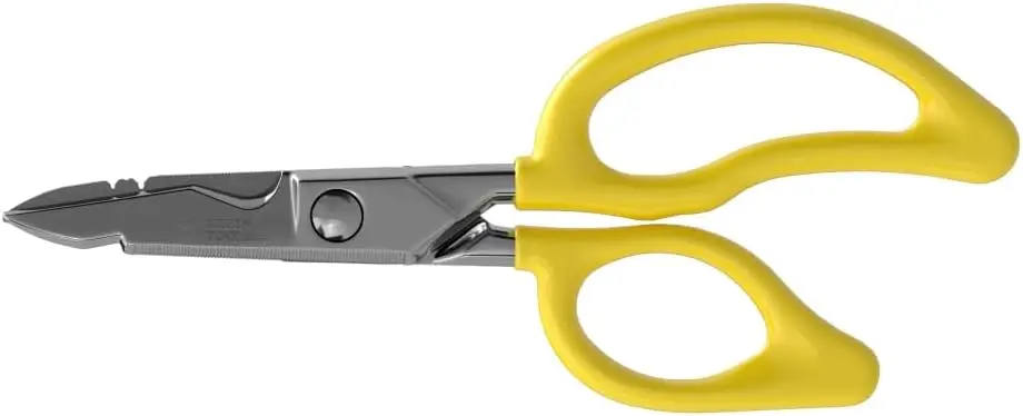 

Electrician Scissors 6.75-Inch Heavy-Duty Snips, Cable Cutting Notch, Serrated Blades, Wire Stripper, Made in USA