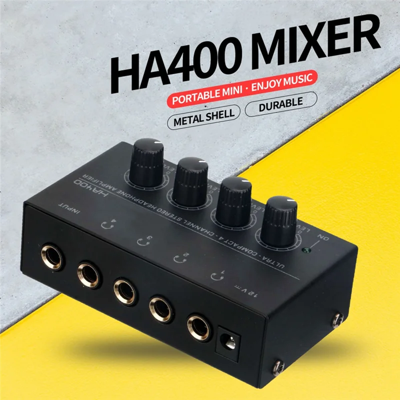 

T35C HA400 Headphone Amplifier 4-Way Monitor Headphone Amplifier Headphone Monitor Amplifier with US Plug