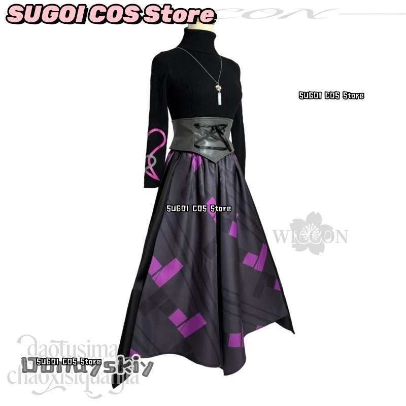 

SU COS@Project Sekai Nightcord At 25:00 Mr.Nothingness Косплей Asahina Mafuyu Костюм Готическая Лолита Черное Платье Парики Хэллоуин