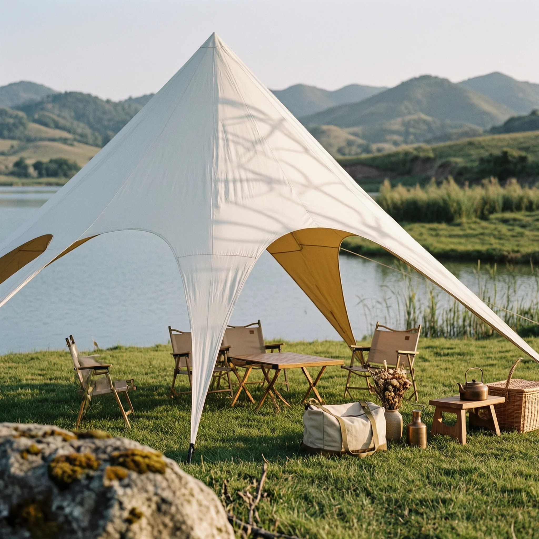 Star Canopy Matte Canopy Tent with Stakes Outdoor Shade Easy Setup Shelter Portable for Campers, Glamping, Camping