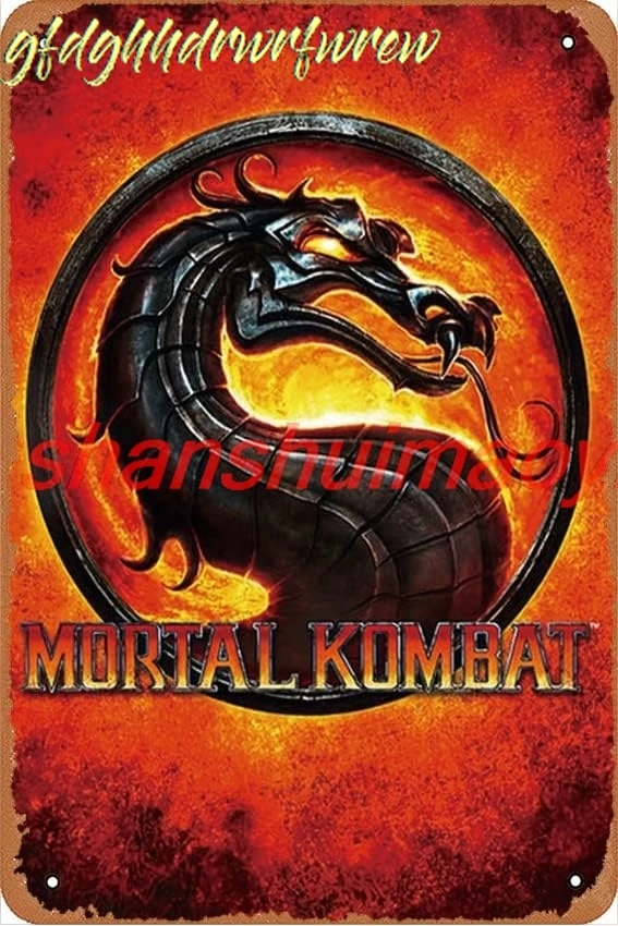 Mortal Kombat 8x12 Vintage Retro Funny Beer Signs, Man Cave, Bar, BBQ, Garage, Cafe, Restaurant Wall Art Decor Metal Tin Si sign