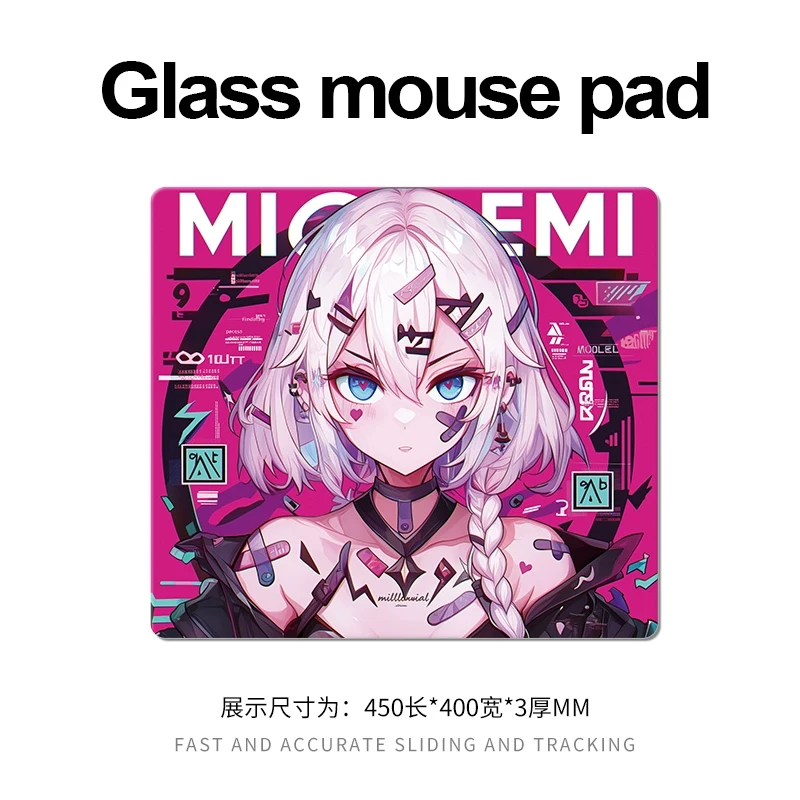 Anime Girl Photovoltaic Glass Gaming Mouse Pad - XXL Size for FPS eSports Ultra-Smooth Tempered Surface Professional Desk Mat