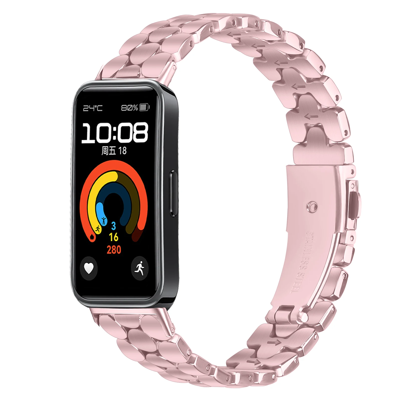 Stainless Steel Strap For Huawei Band 10 9 8 Women Men Three-Beads Fashion Bracelet Band Watchband For Huawei Band 8 Band 9 10