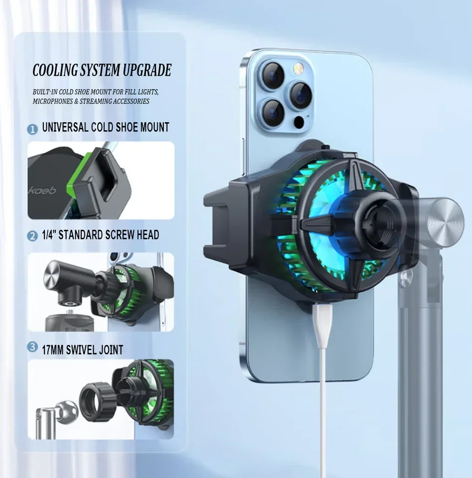 2026 H06 Pro Mobile Phone Cooler Silent Semiconductor Cooling Device Fast Ice-Freezing Water-Cooled Fan Phone Back Accessory