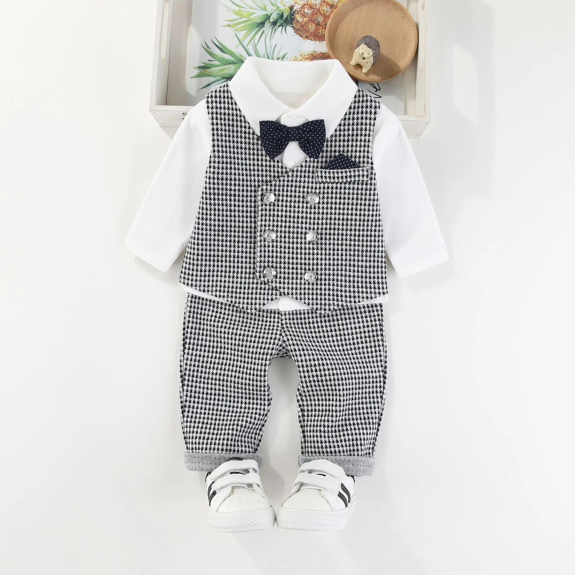 3300Baby Boy Autumn Clothes Set/Swallow Gird Vest 3-piece Boy Suit /Baby Boy Birthday Party Suit