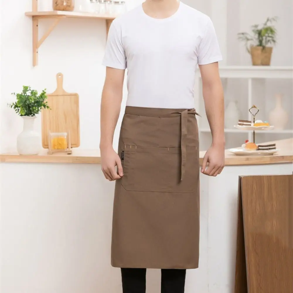 Demi-tablier antisalissure réglable à lacets, tablier de taille de serveur unisexe, couleur unie, tablier de travail domestique, utilisation en cuisine