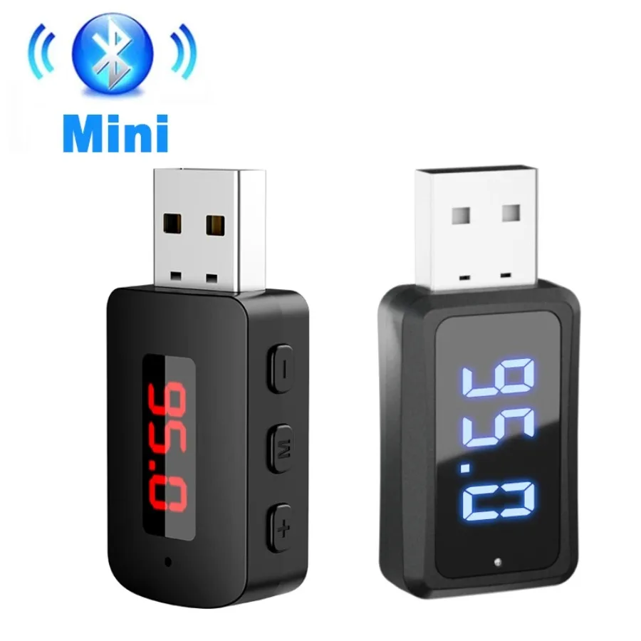 Ricevitore trasmettitore per auto Bluetooth 5.4 Chiamata in vivavoce Kit per auto Mini USB Power Adattatore audio wireless automatico per radio Fm
