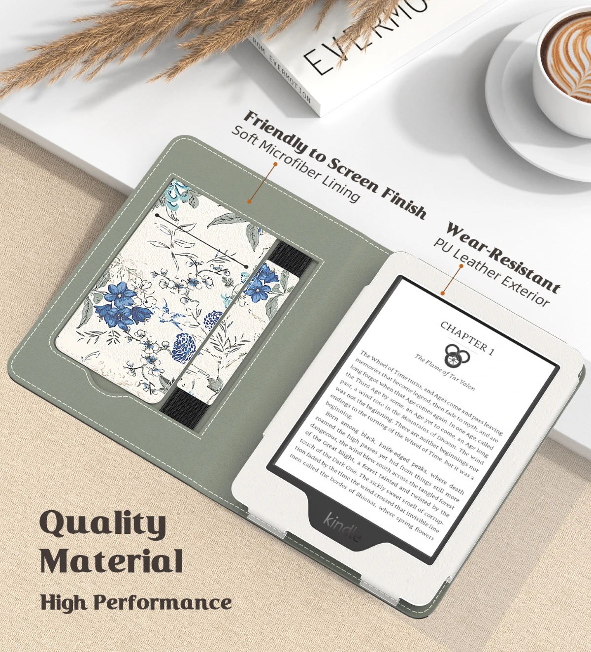 MoKo Case voor Gloednieuwe 6 inch Kindle (11e Generatie, 2024/2022 Release)/(10e/8e Gen, 2019/2016), Ultra Lichtgewicht PU Shell Cover