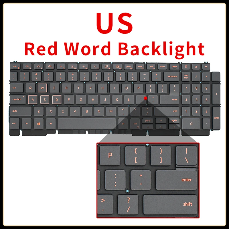 Imagem -04 - Eua Russo Rgb Teclado Retroiluminado para Laptop Dell G15 5510 5511 5515 5520 5525 5530 P105f 0h4xrj 0r2gpd 0thg34 Substituição de Dkdxh