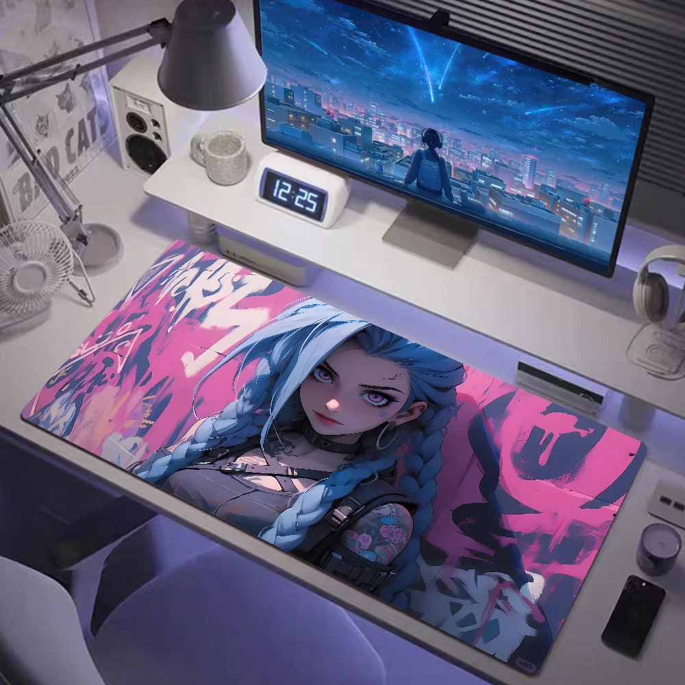 

League of Legends Anime Mouse Pad Pc Accessories Desk Protector Keyboard Mat Non-Slip Deskmat Gamer E-sports Cute Jinx Mouse Pad