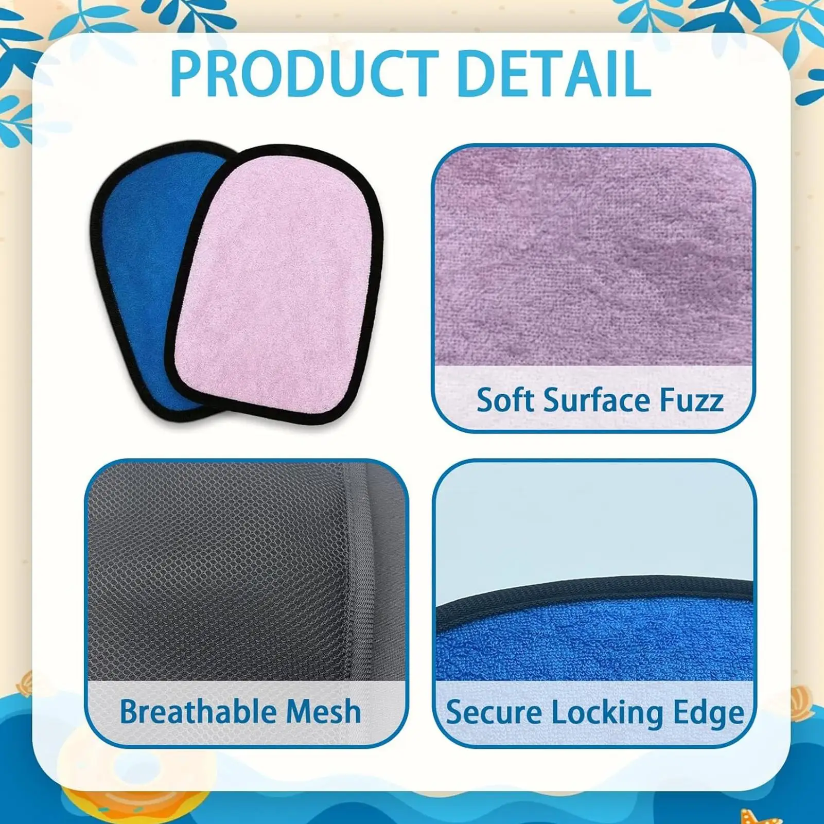 Sand Remover Mitt Soft Portable Absorbent Sand Cleaner Brush Wipe Beach Essential Tool for Travel Kids Adults Outdoor Summer