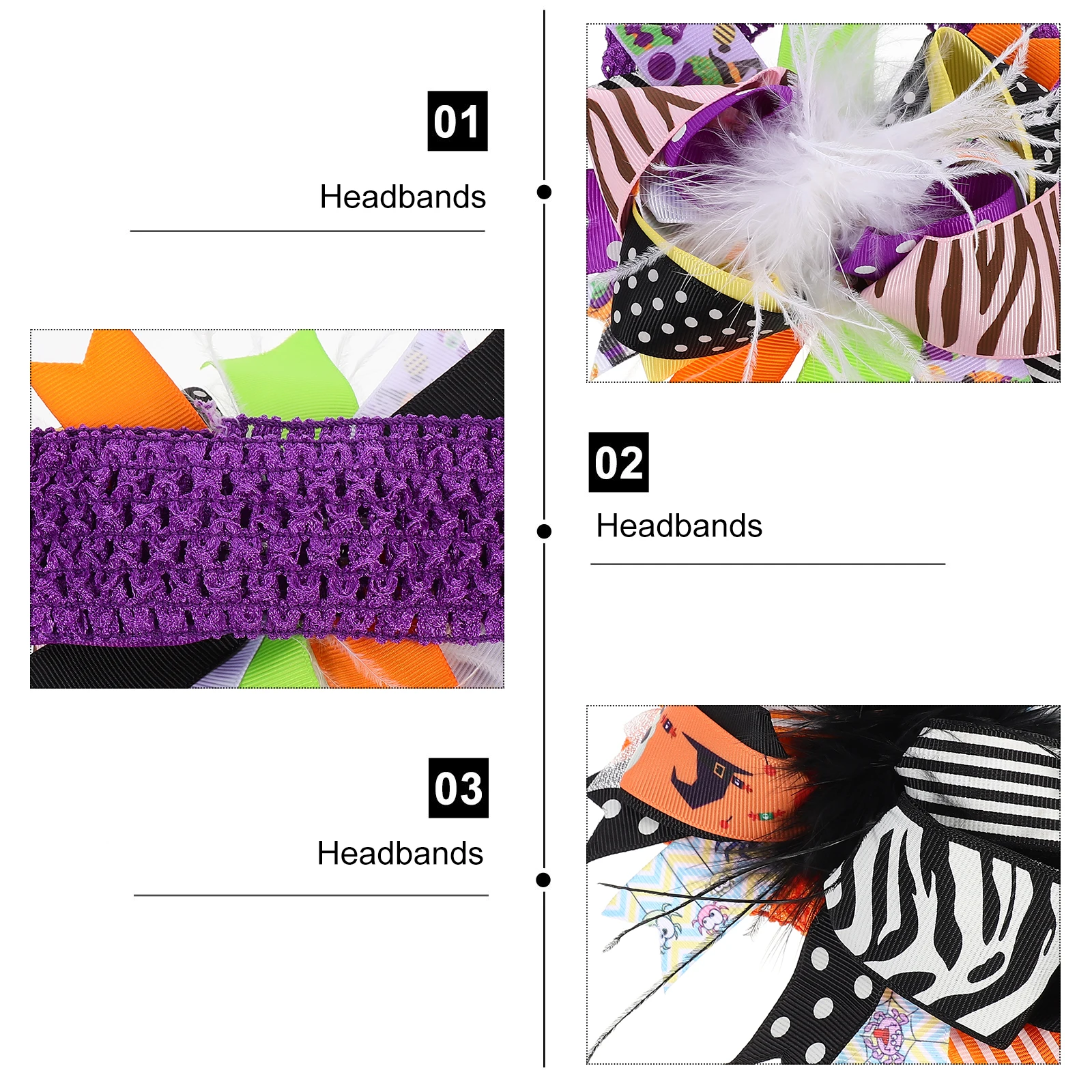 

2pcs Embroidery Bows Wraps Baby Girl Halloween Headband Bow Knot Hairband For Toddler Newborn Party Photo Shoot Costume