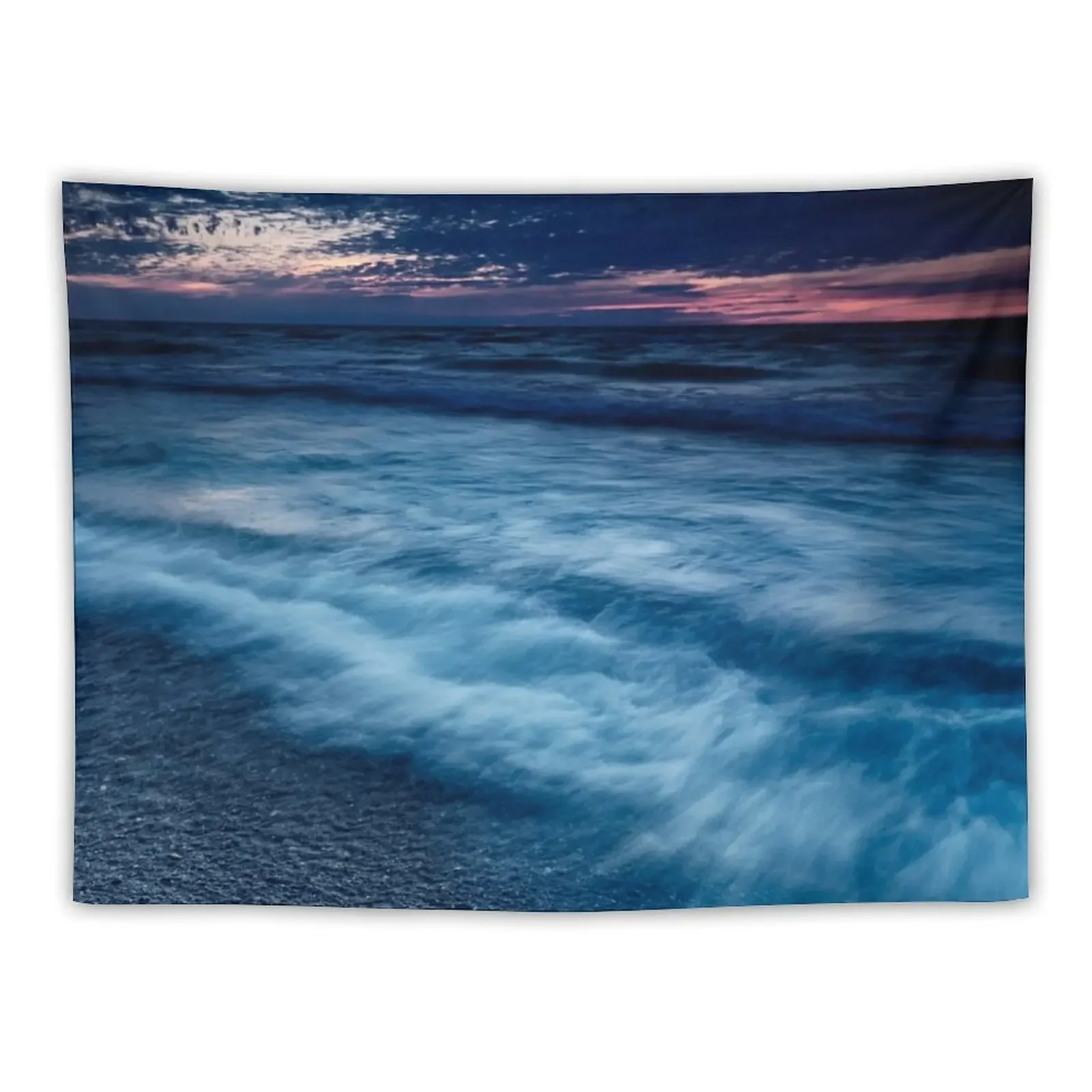 Beautiful dramatic dusk nature scenery of lake Huron Grand Bend art photo print Tapestry Hanging Wall Tapestry