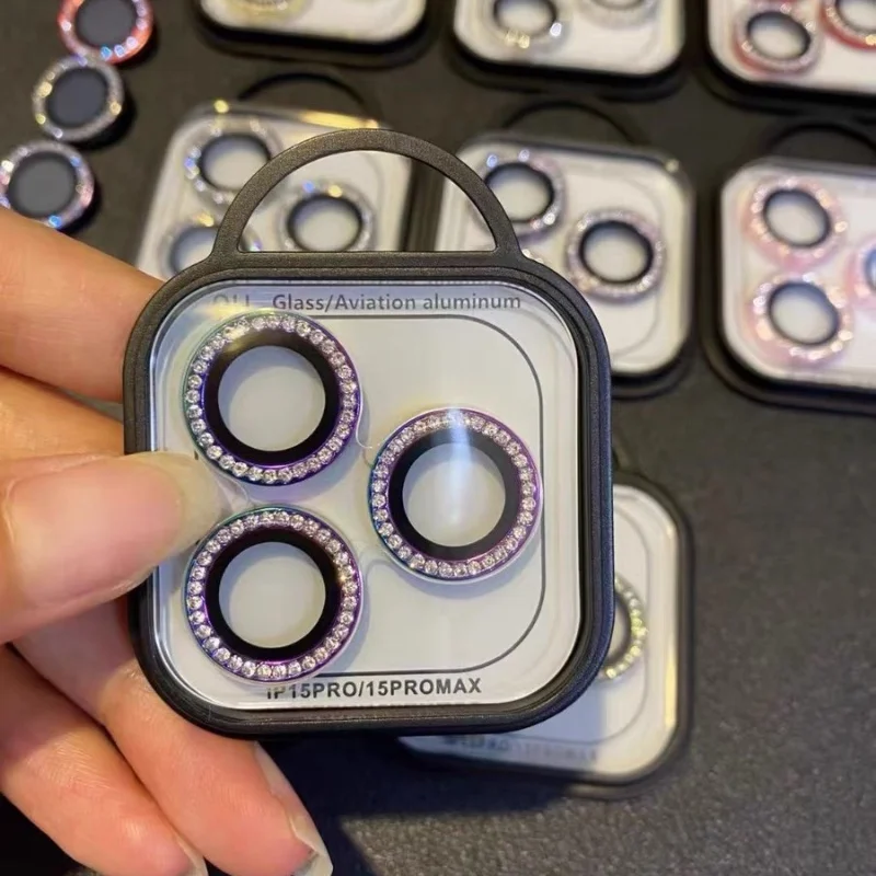 2-3 Buah Pelindung Kamera Glitter untuk Iphone 15 16 17 ProMax 14 Plus 14 Plus 15Plus Perlindungan Film Lensa Berlian Penutup Penuh