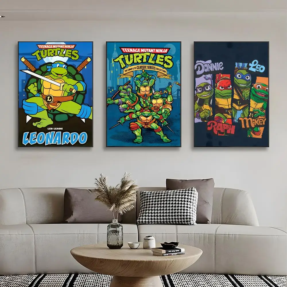 Action Animation T-Teenage Mutant Ninja Turtles Poster Frameless Wall Art Print, Peel-and-Stick Removable