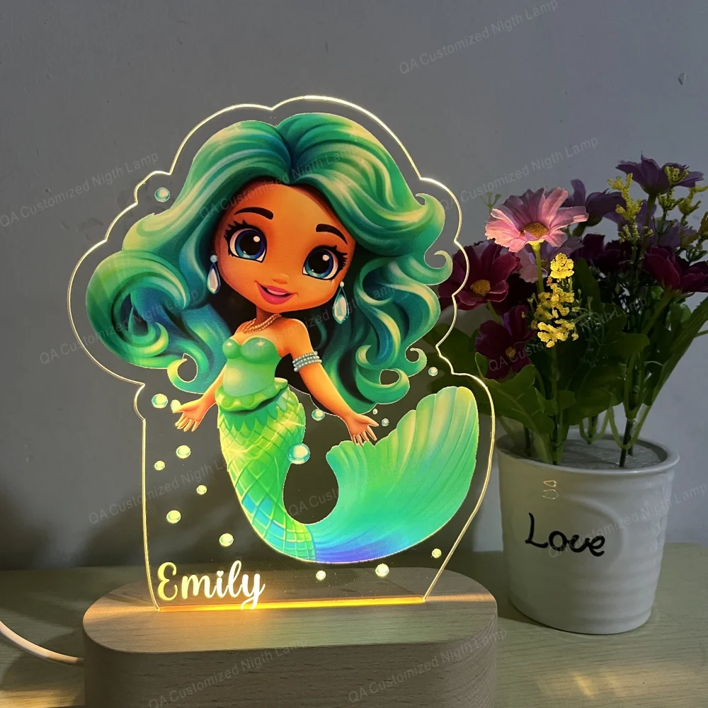 Spersonalizowana akrylowa lampka nocna dla dzieci Księżniczka Lampka do sypialni Nazwa klienta Lampka Prezent urodzinowy Lampka do pokoju dziecięcego Prezent na Boże Narodzenie