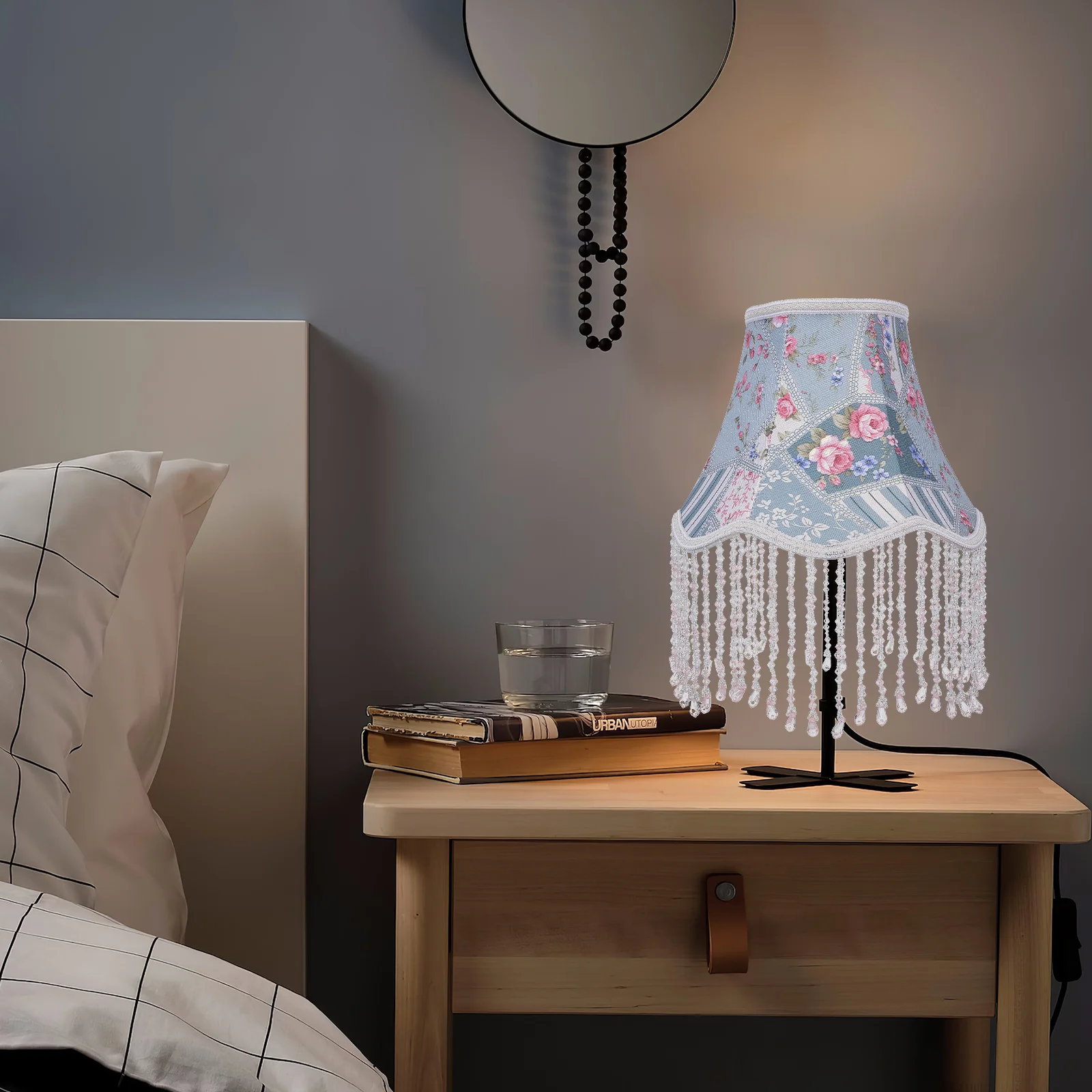 

1 шт. тканевый абажур в европейском стиле, современный винтажный светильник с хрустальной кисточкой для настольных торшеров, абажуры для домашнего освещения