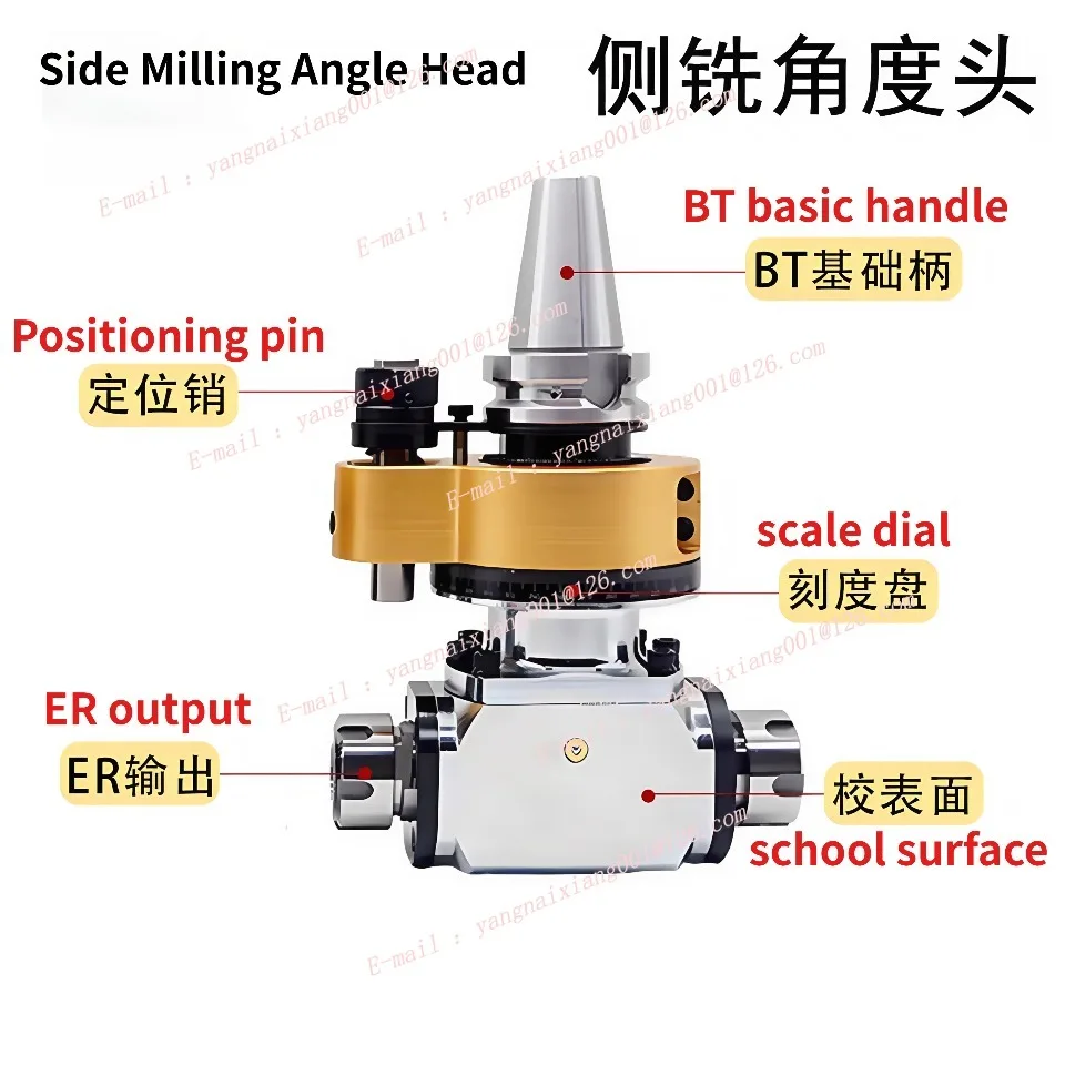 Machining Center Side Milling Angle Head BT50/BT30/BT40-ER32/25/16 90 °, Right Angle Head CNC Side Milling 0.005 High Precision