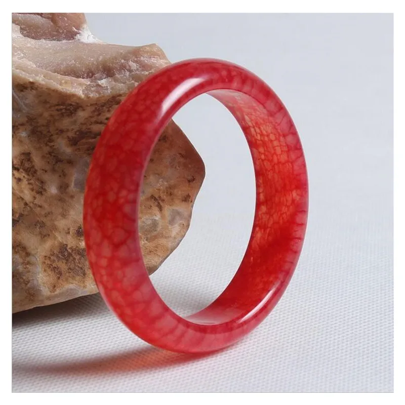 Fashion Fine Red Jade Gems Bracelet Chinese Lucky Hand Carved Bangles Party Jewelry