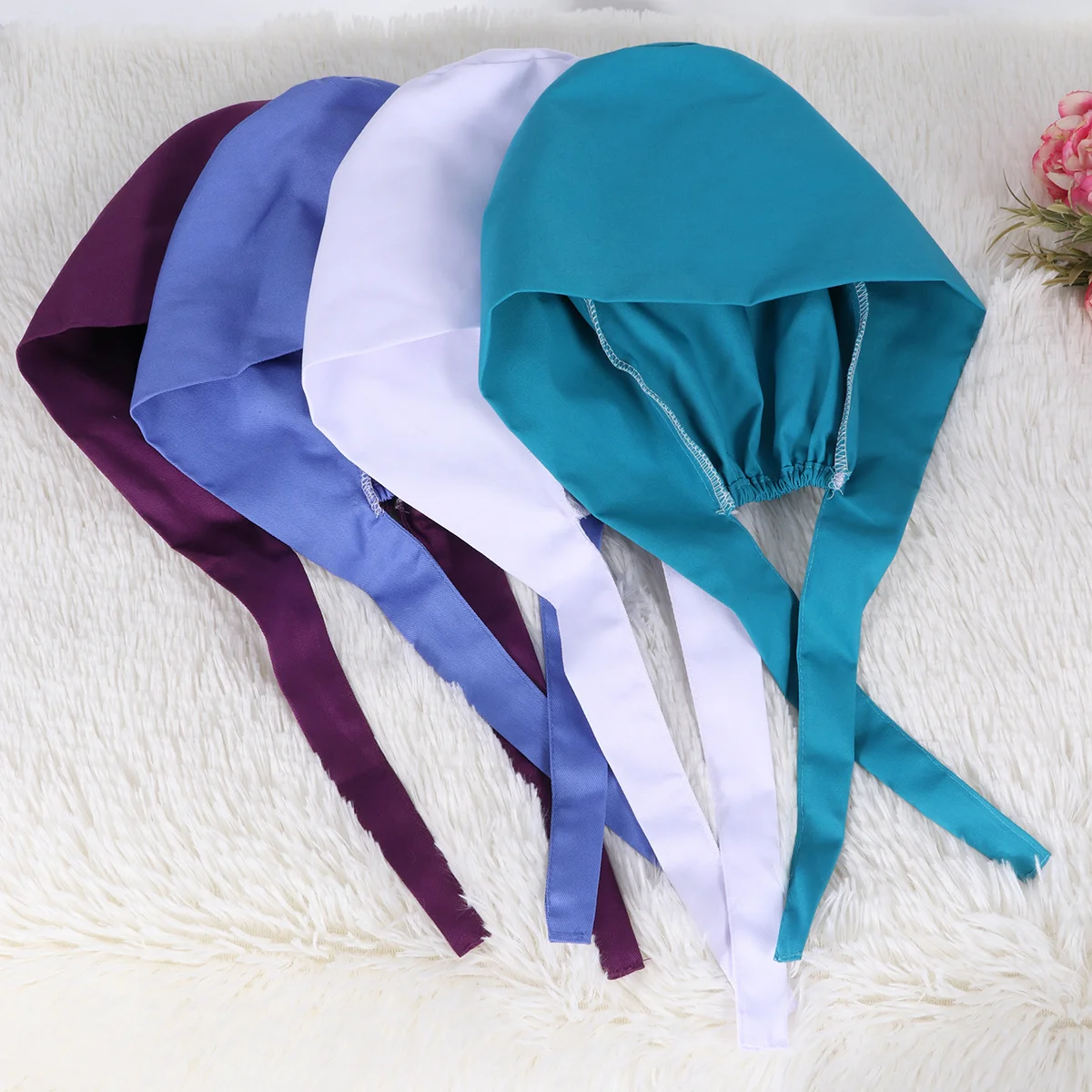

7pcs Cotton Breathable Dustproof Sanitary Nurse Cap Beauty Cleaning Hat For Nurse Working Hat Lab Use
