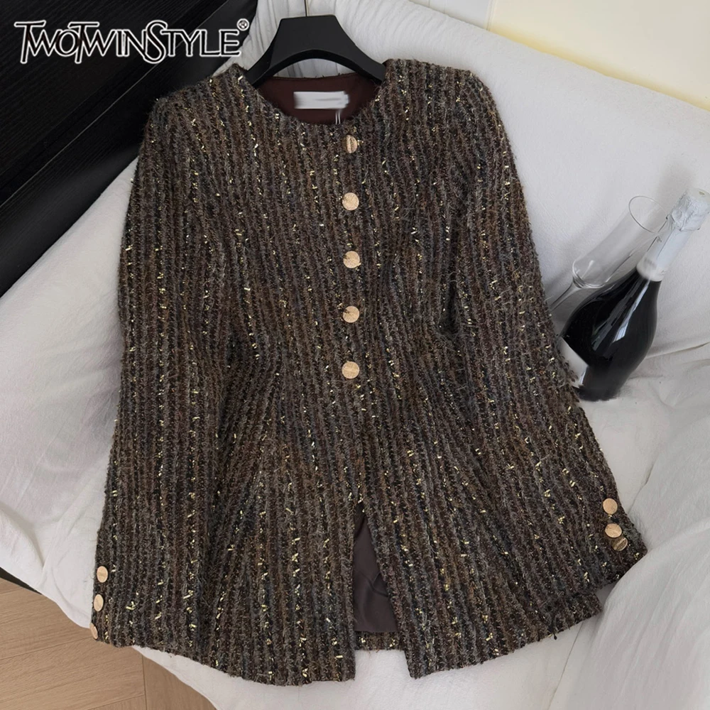 

TWOTWINSTYLE винтажные темпераментные куртки для женщин с круглым вырезом и длинными рукавами на пуговицах, осенняя куртка с принтом тай-дай, женская KJA549771