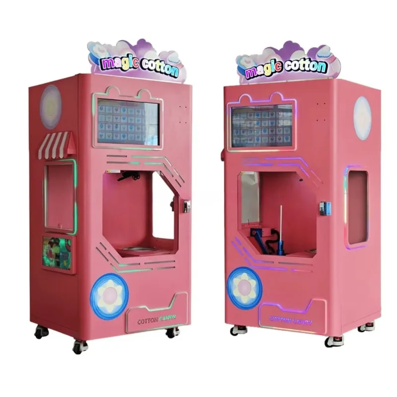 Customizable Double Fully Automatic Cotton Candy Vending Machine 10-18L Capacity 110/220V Plug Powered 1 Year Warranty New