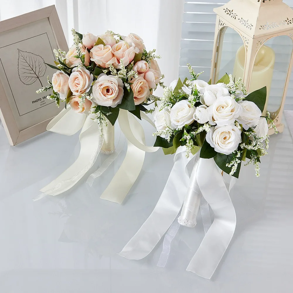 

Artificial Roses Wedding Bouquet for Bride Artificial Flower Bouquet for Wedding Bridal Bouquet Wedding Accessories Champagne