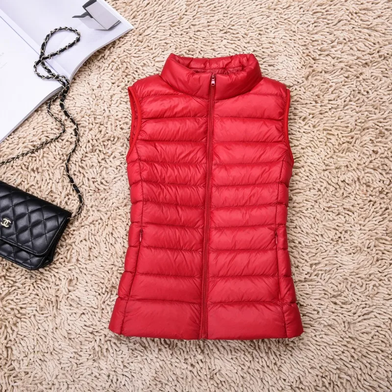 New Women\'s Lightweight Vest Down Jacket  Sleeveless Warm Autumn and Winter Short Style Stand Up Collar Down Jacket for Women