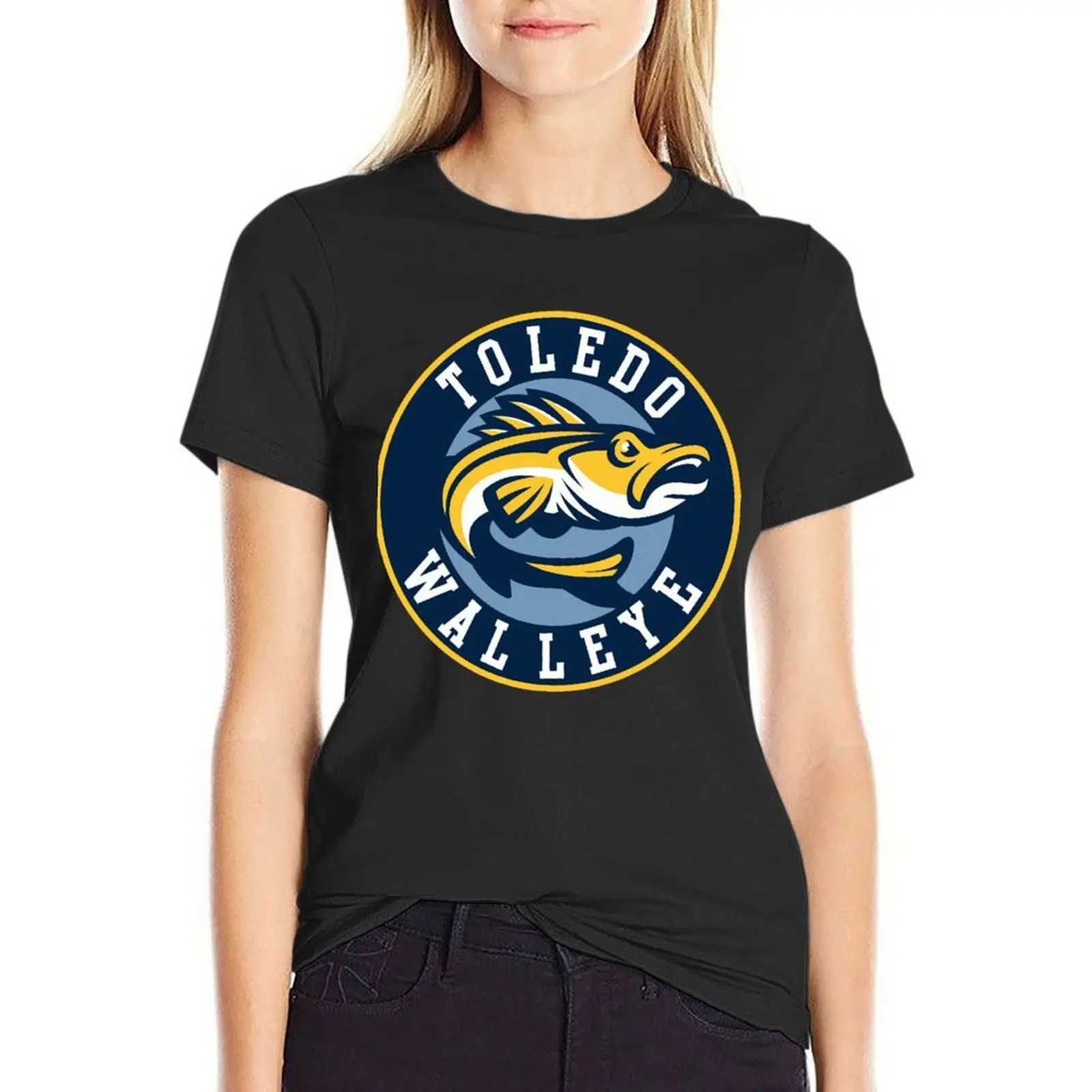 TOLEDO WALLEYE Hockey Logo1 T-Shirt blacks animal print shirt for girls tees ariat shirts for Women