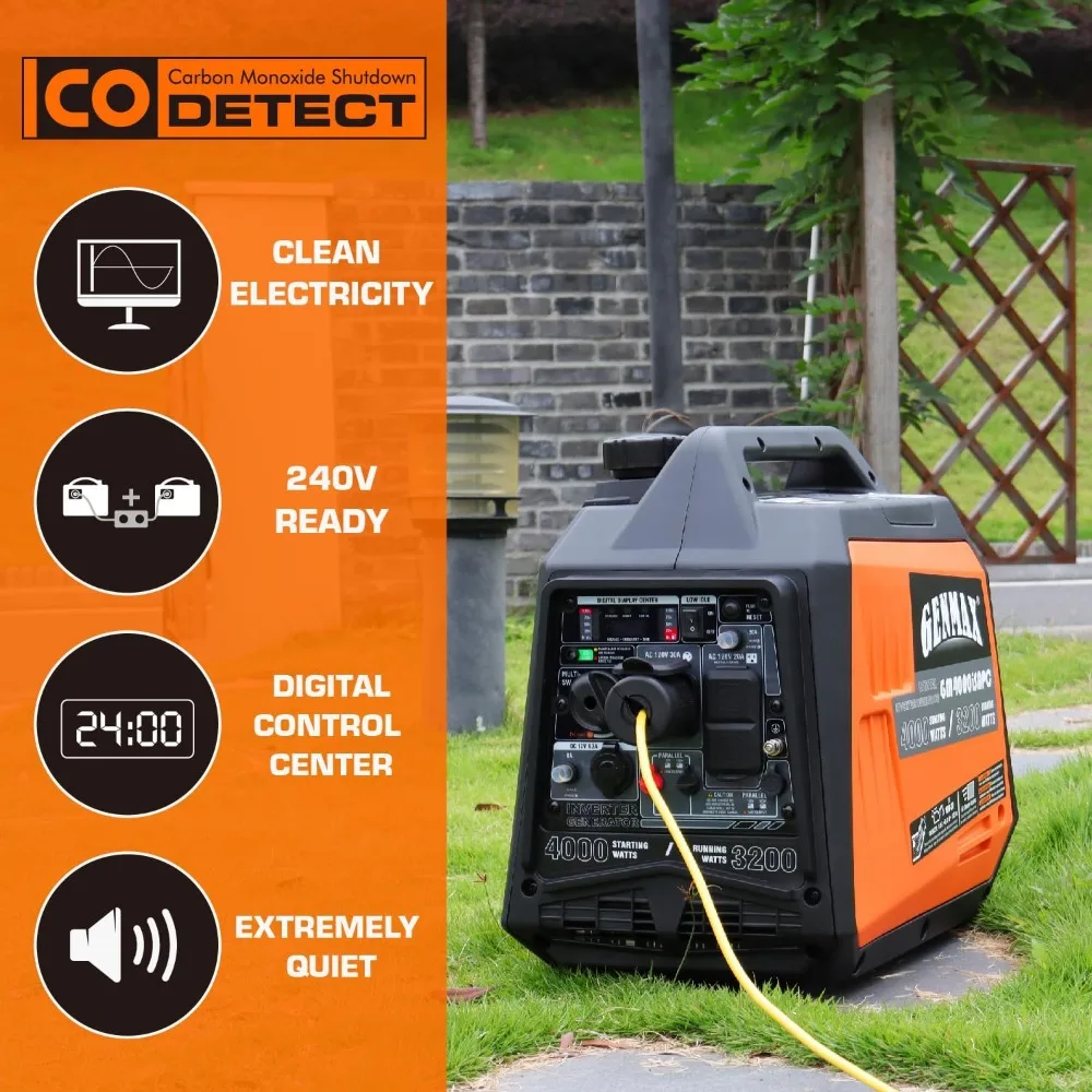 Portable Inverter Generator,4000W ultra-quiet145cc Engine &Parallel and Series Ready, EPA & CARB Compliant, Eco-Mode Feature,