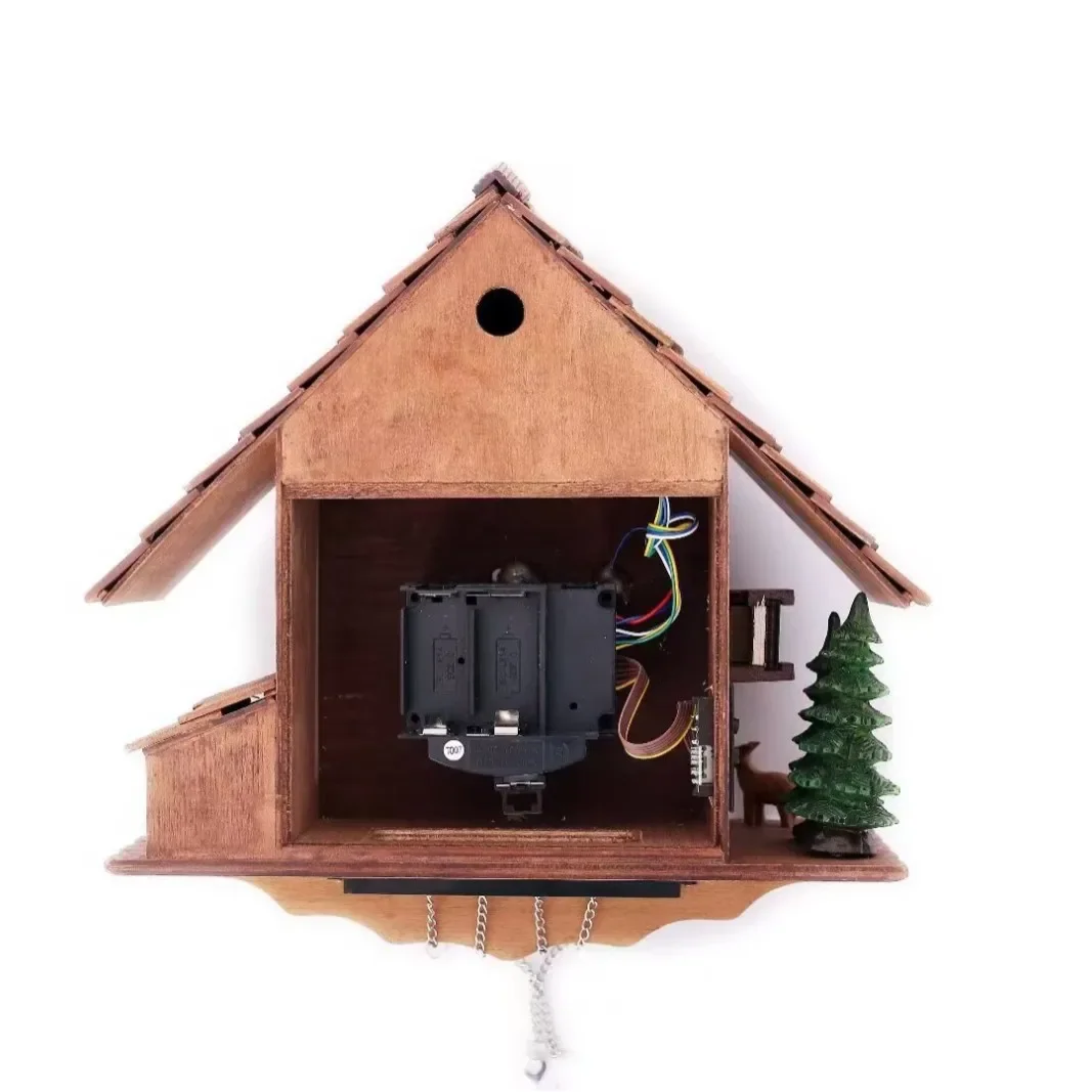 Solid wood carving, cuckoo clock, European silent creativity, wall clock small house cuckoo clock