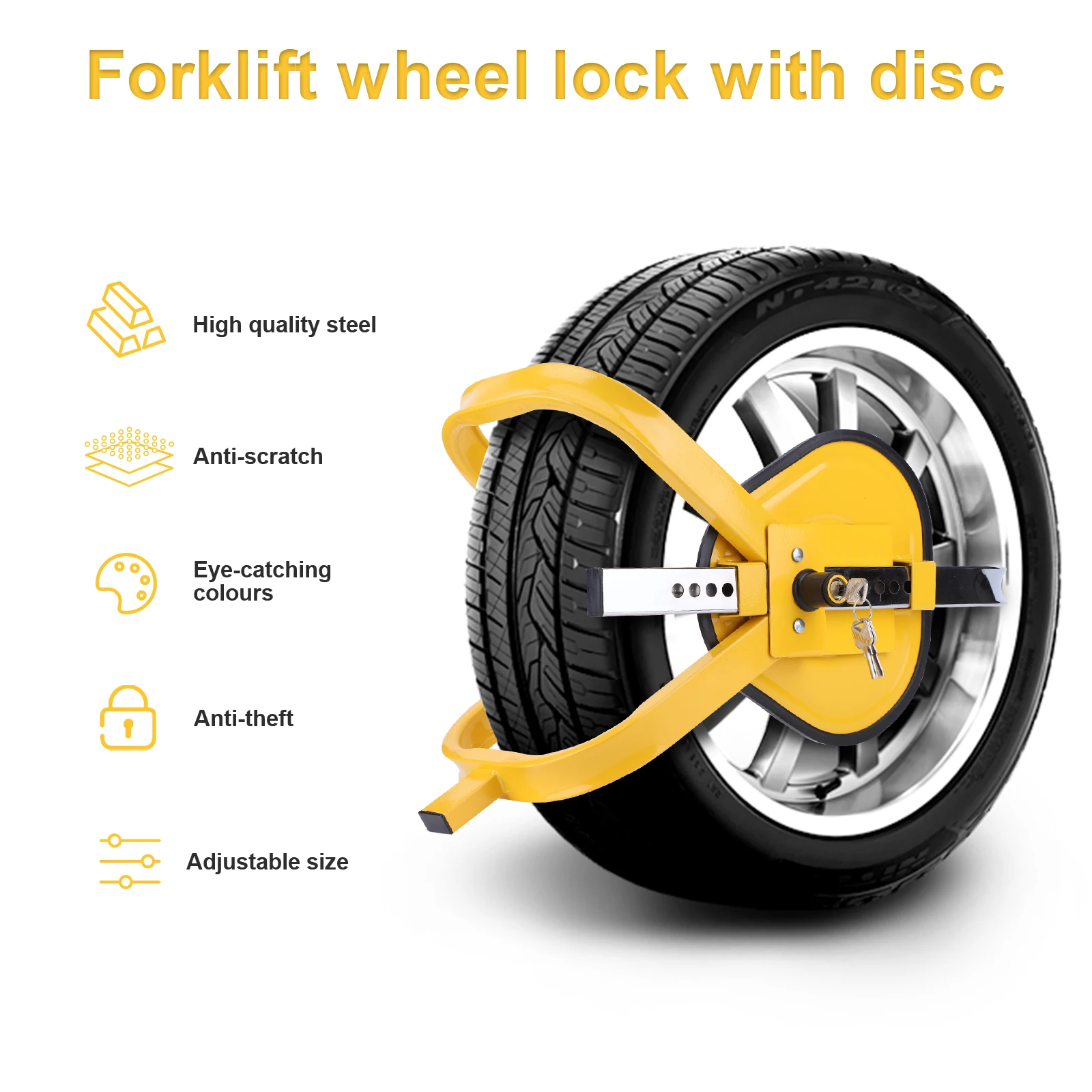 

Автомобильный противоугонный замок с ключами, защитный замок на колесо, регулируемый коготь для шин, иммобилайзер, замок на колесо для фургонов, пикапов, трехколесных велосипедов