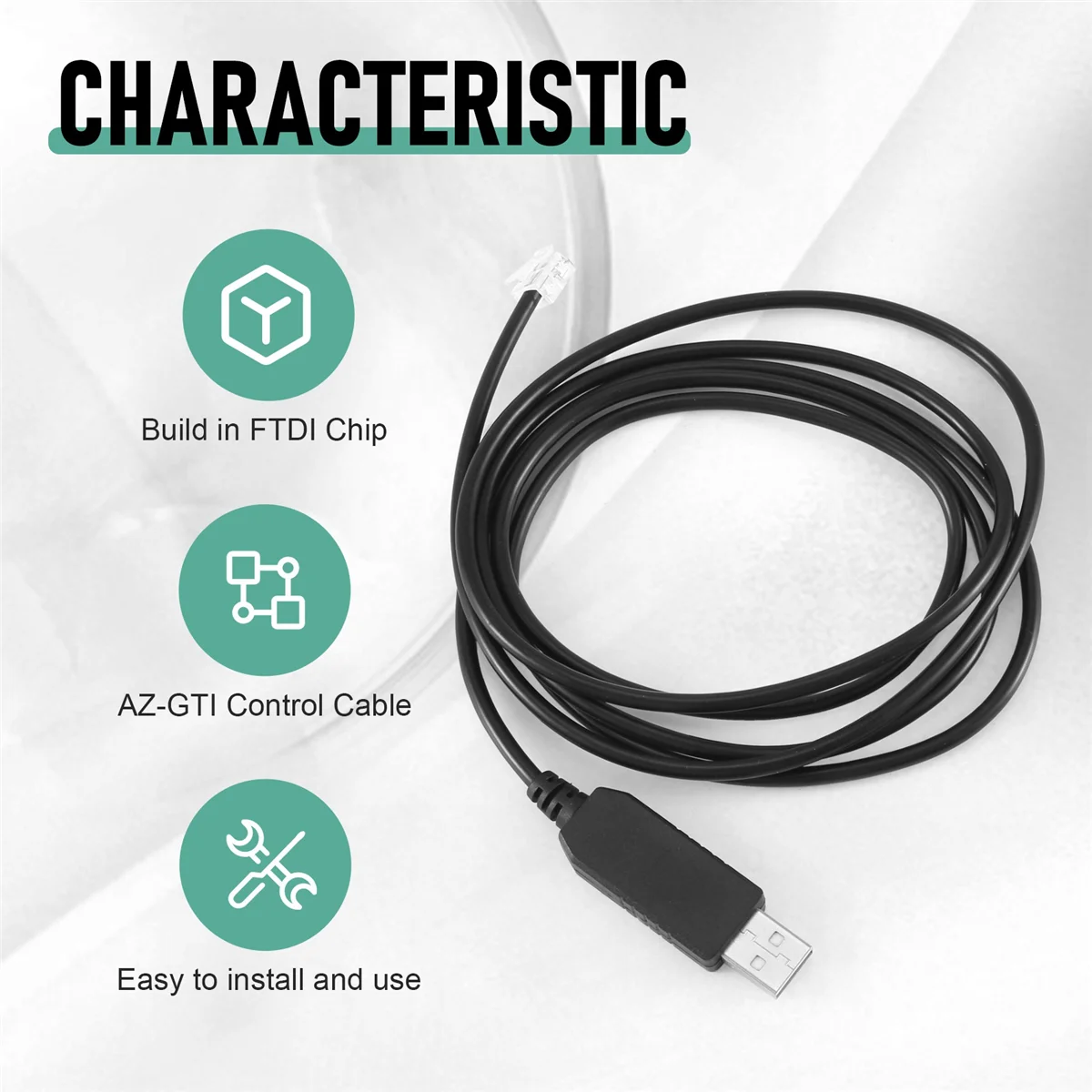 B51C USB إلى Rj11 Rj12 6P4C محول كابل التحكم التسلسلي كابل EQMOD لـ Az-Gti Mount Pc Connect لكابل التحكم اليدوي، 1.8 متر