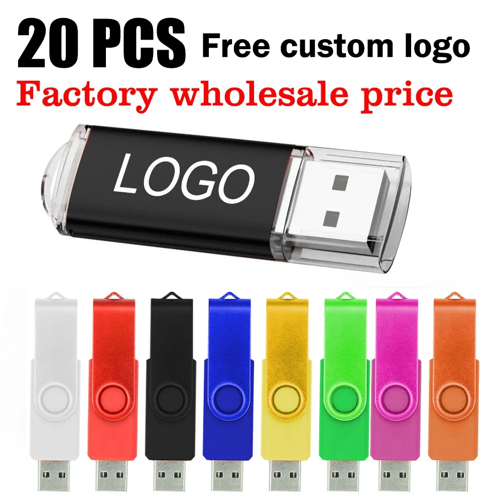 

20pcs/lot USB 2.0 Flash Drive 64GB 32GB Pen Drive Memory Stick Pendrive 4GB 8GB 16GB U Disk Thumb Flash Disk Gift Free laser