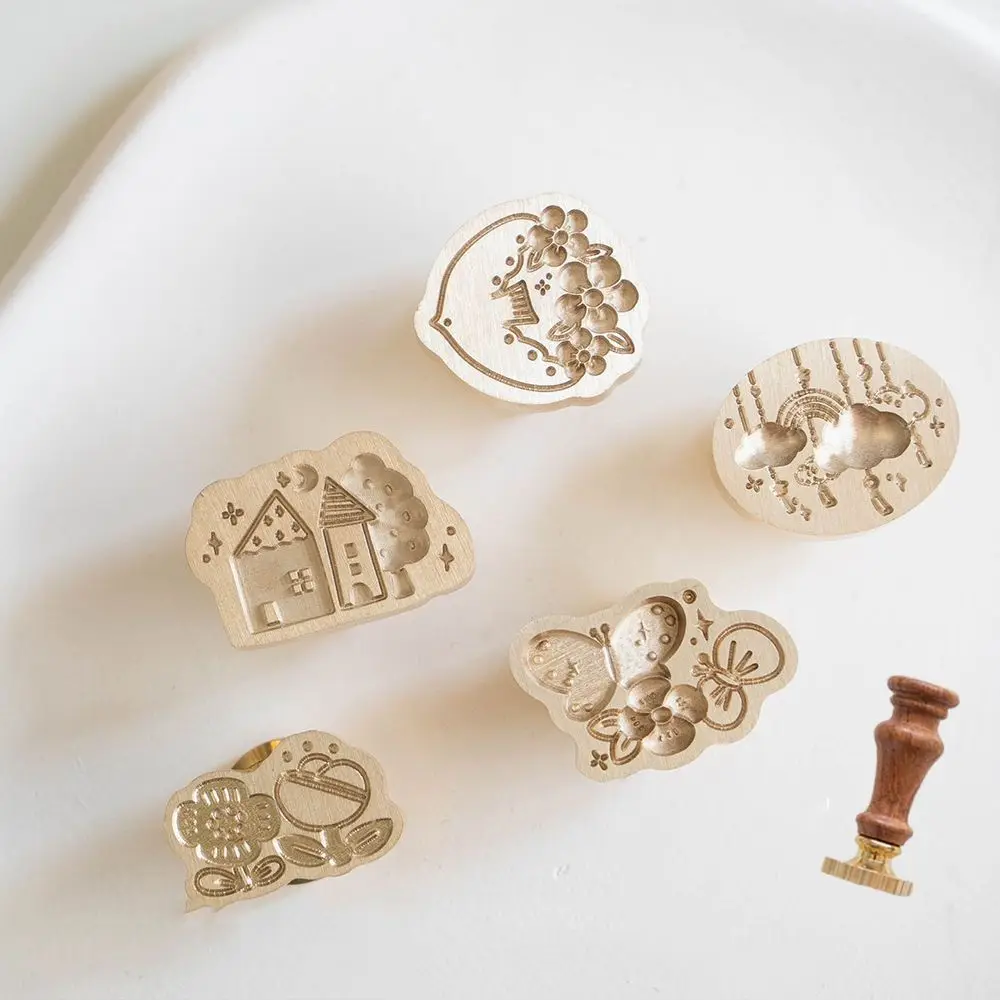 Replace Head Rose Embossed Sealing Wax Stamp Antique Metal Flowers Vintage Sakura Wax Seal Stamp Leaf DIY Tool