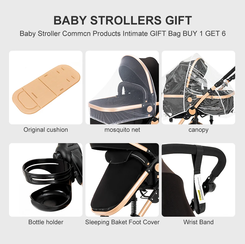 Baby Stroller 3 in 1 Baby Walker Baby Trolley 588 Baby Folding Strollers High Landscape Stroller Car for Newborn