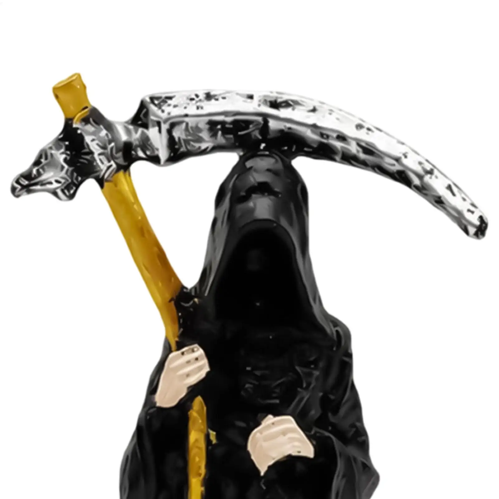 Halloween Desk Figurines 16.5cm Horror Black Robe Holiday Figure Desktop Halloween Reaper Figurine For Bookshelf Table Entryway