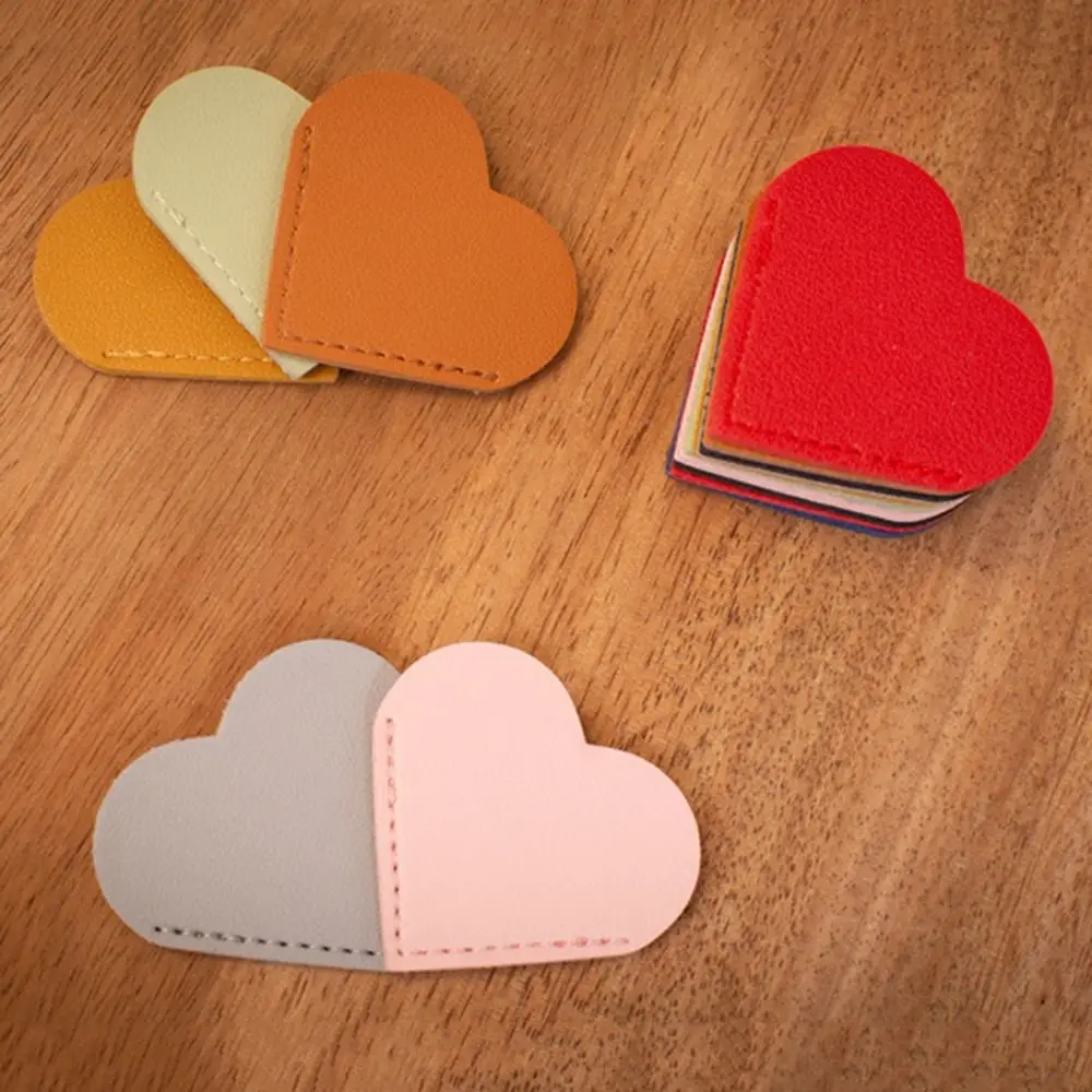 Portable Heart-shaped Corner Page Marker Multicolor Handmade Leather Bookmark Book Decorative Simple Book Page Marker Books