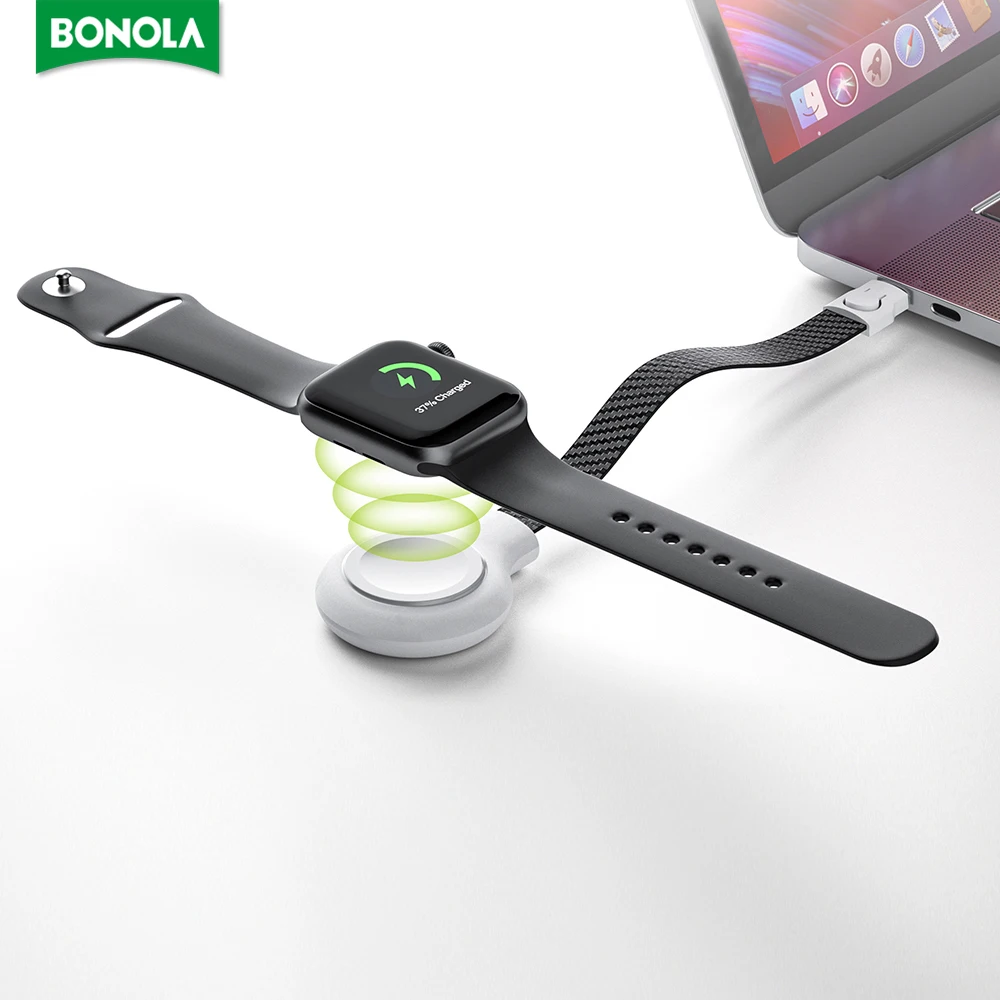 Bonola-cordón trenzado para reloj, hebilla de cargador para Apple Watch 9, cargadores de reloj inalámbricos magnéticos Ultra portátiles para IWatch