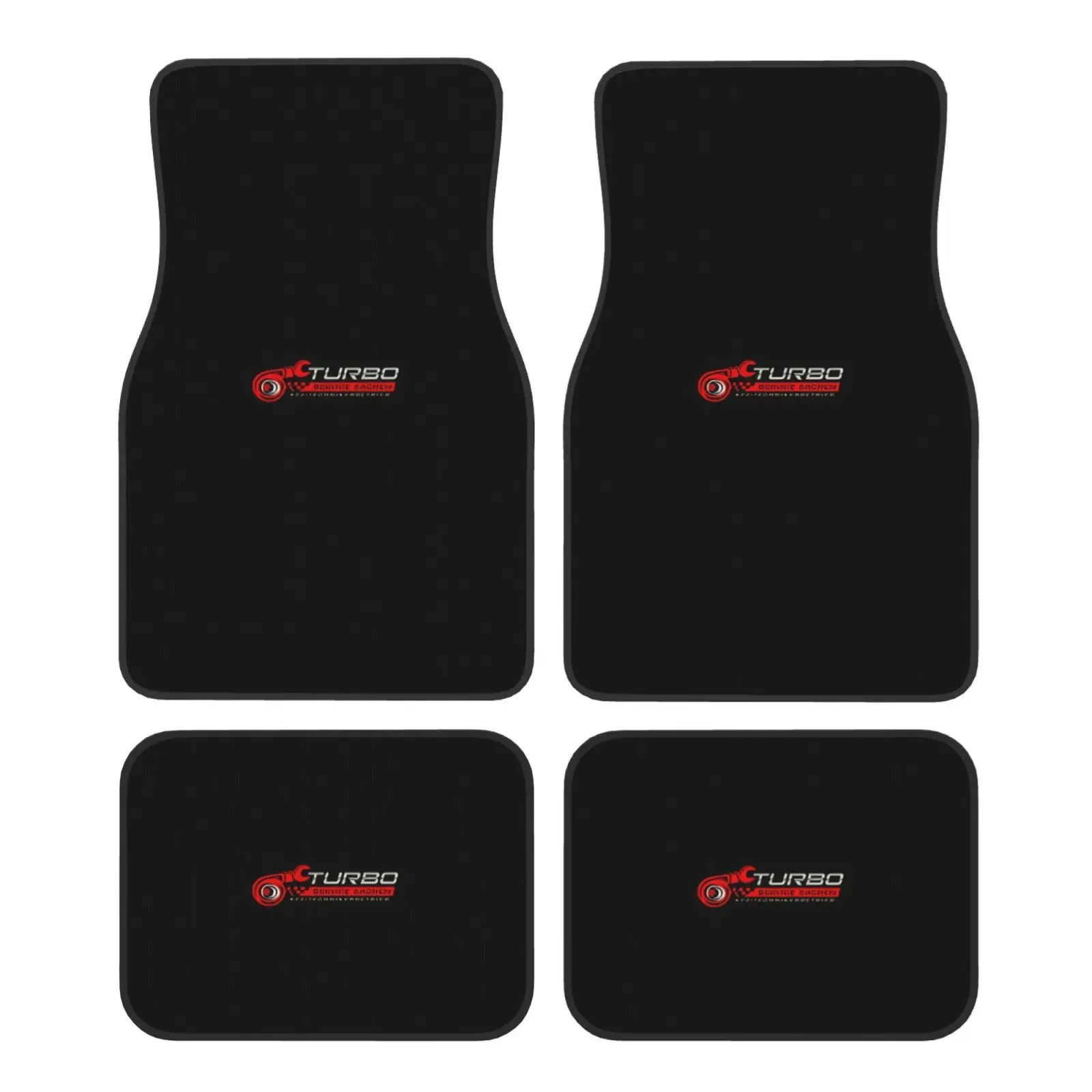 

4pcs -Fits All Car Models Foot Mats With Turbo Letter Pattern Printed High-Density Polyester Wear-Resistant And Easy To Clean Al