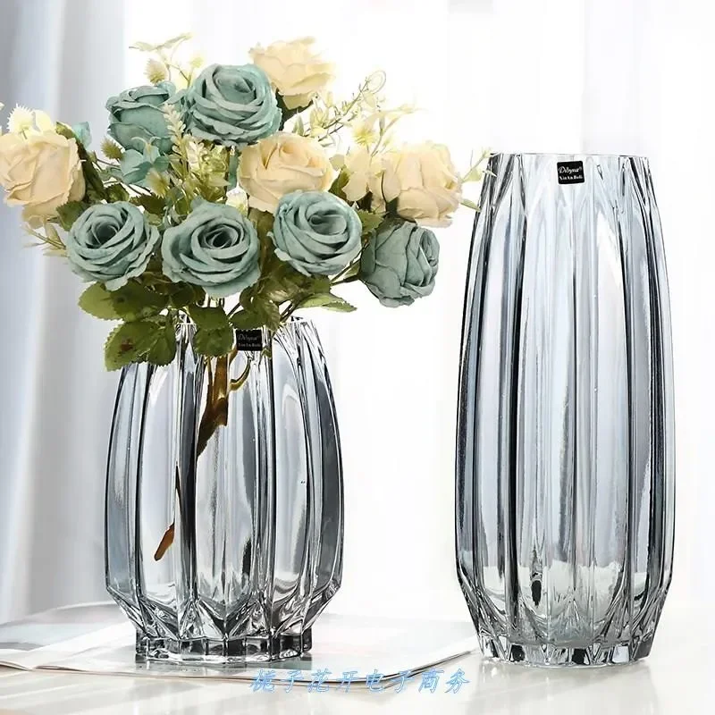 Nordic Glass Vase Transparent Living Room Flower Arrangement Lily Rich Bamboo Water Raised Rose Flower Vase Table Decoration