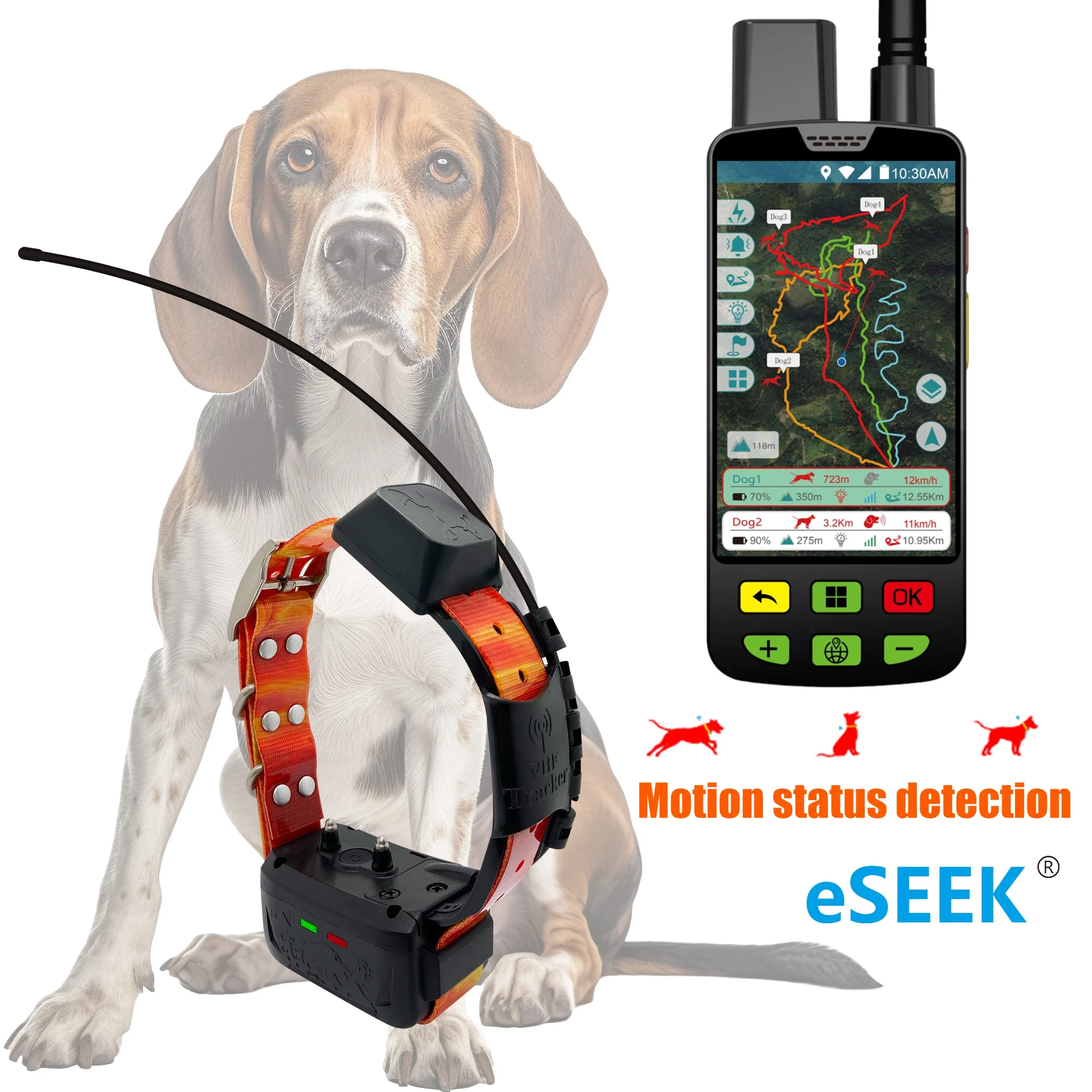Coleira para cães Eseek 4G LTE GPS com design à prova d'água e à prova de choque