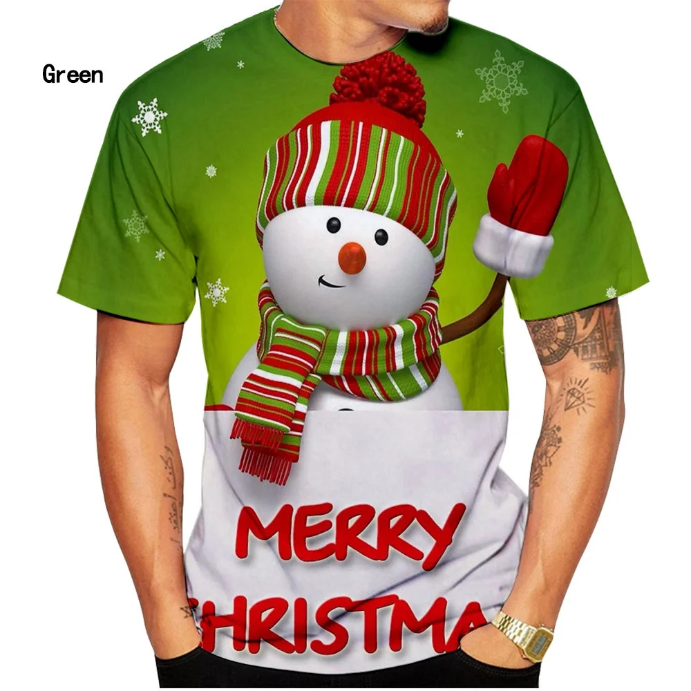 New Fashion Christmas 3d Printing T-shirt Men\'s and Women\'s Casual Short-sleeved T-shirt