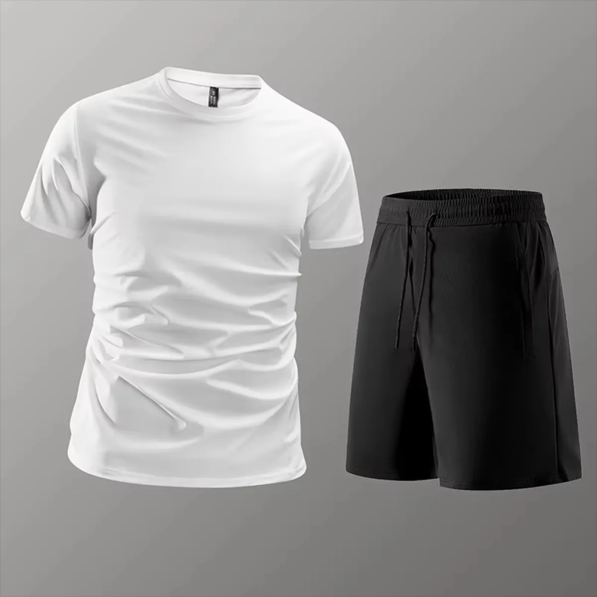 

Male Breathable Quick Dry Casual New Sets Men Fashion Summer Sports Solid Color T-shirt+shorts 2 Pieces Short-sleeved Suit