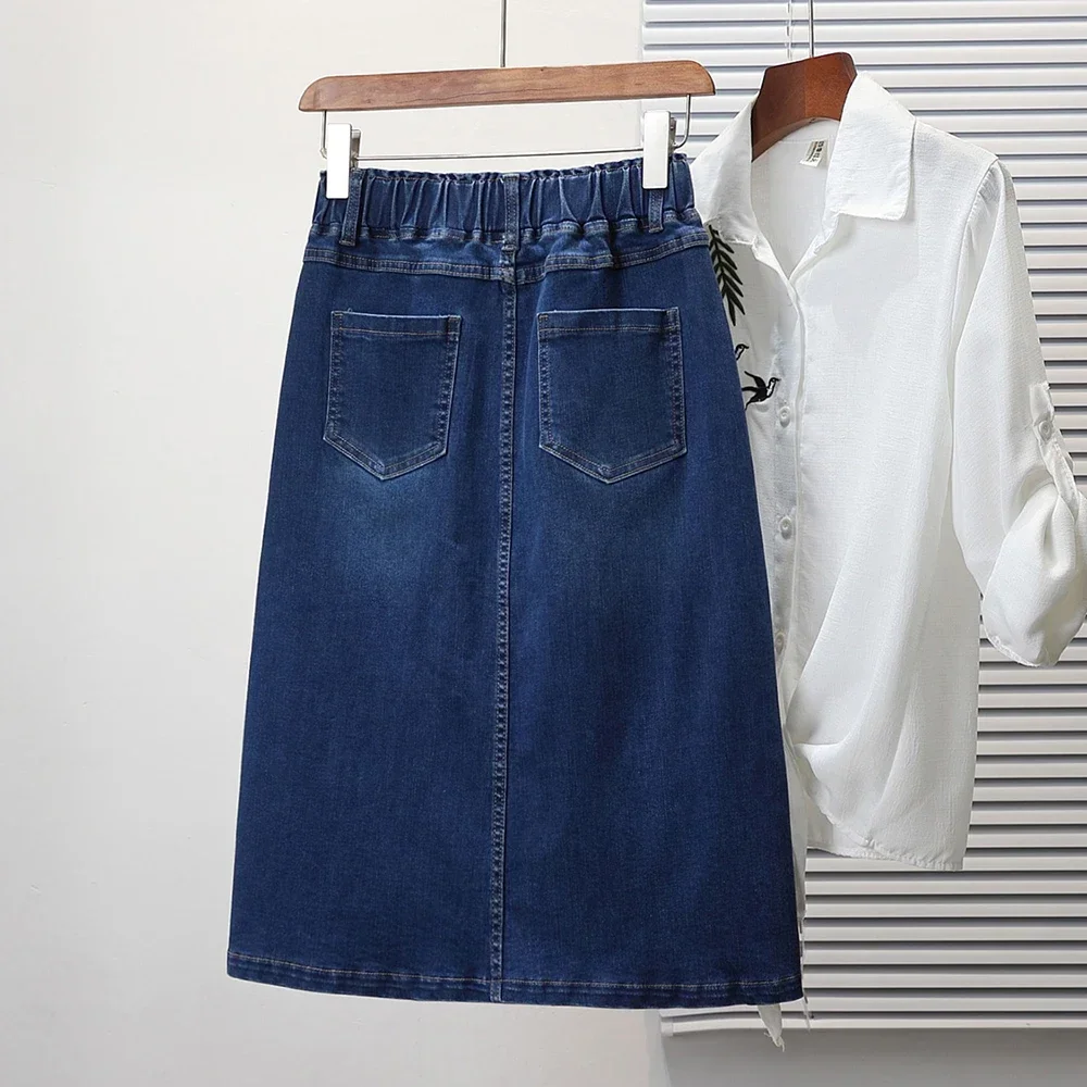 

Women Large Plus Size Vintage Denim Skirt Fashion Casual Loose Cotton Jeans Skirts Female Clothing 2024