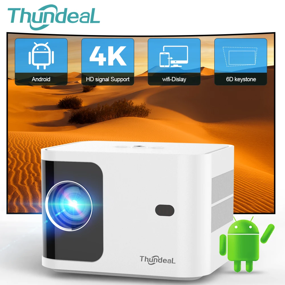 Портативный мини-проектор ThundeaL TD91 для домашнего кинотеатра 4K Video 5G WIFI Android 1080P Full HD с электронным Corr